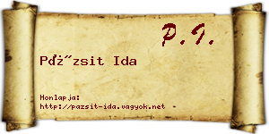 Pázsit Ida névjegykártya